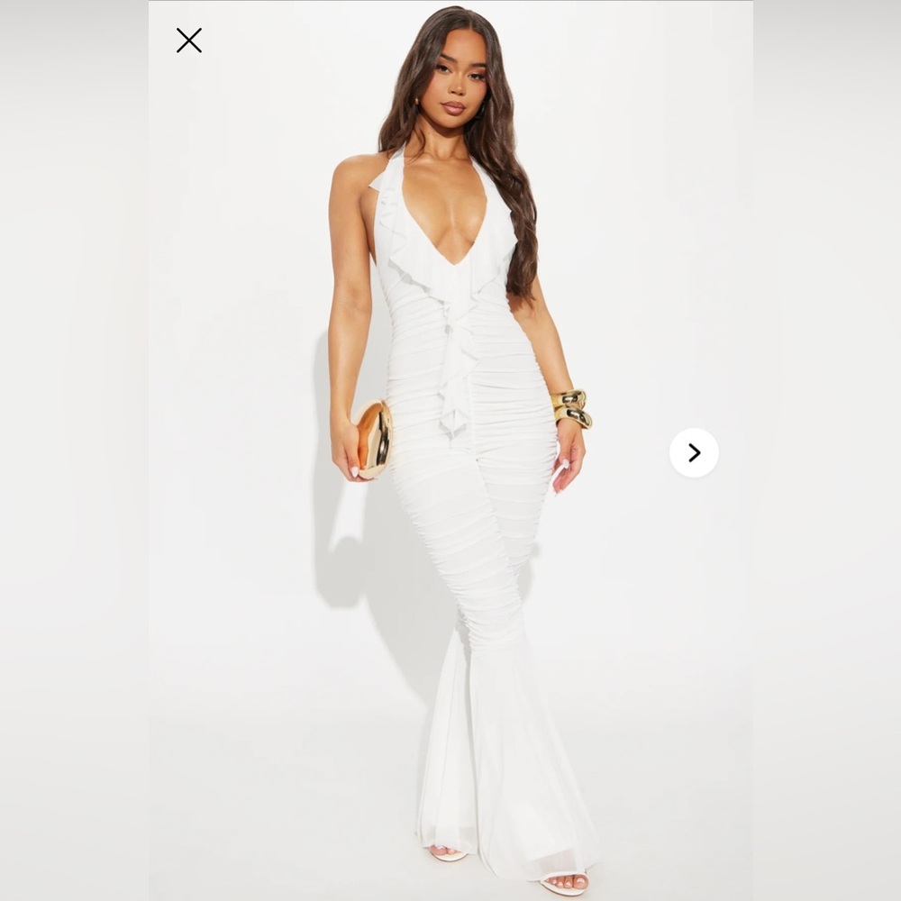 Fashion Nova Elegant White Backless jumpsuit